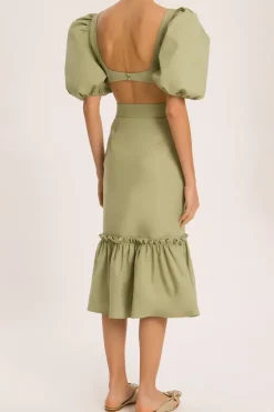 Muguet Solid Skirt With Ruffles