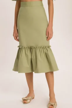 Muguet Solid Skirt With Ruffles