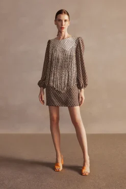 New Pois Fringe Short Dress