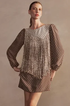 New Pois Fringe Short Dress