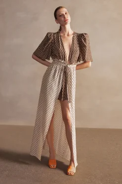 New Pois Front Slit Long Dress