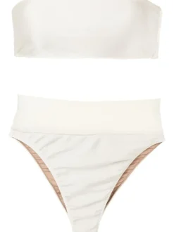 New Pois Solid High-Leg Bandeau Bikini