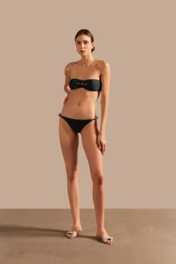 Oysters Solid Strapless Bikini With Pearl