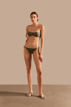 Oysters Solid Strapless Bikini With Pearl