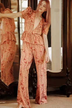 Pink Aloe V-Neck Ruffled Jumpsuit