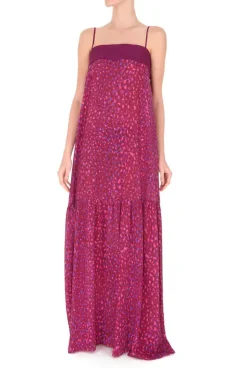 Pomegranate Long Dress with Straps