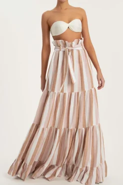 Porto Striped Clochard Long Skirt