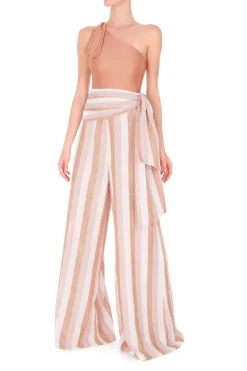 Porto Striped Wide Pants with Sash