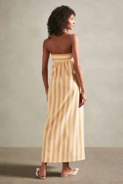 Riviera Striped Strapless Long Dress