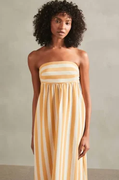 Riviera Striped Strapless Long Dress