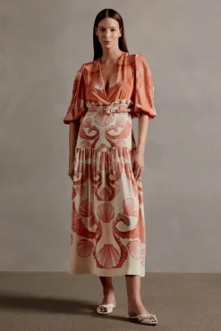 Seashell Long V-Neck Dress