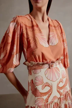 Seashell Long V-Neck Dress