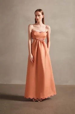 Seashell Solid Cut-Out Long Dress