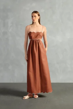 Seashell Solid Cut-Out Long Dress