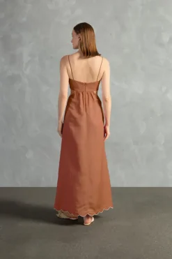 Seashell Solid Cut-Out Long Dress