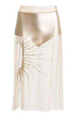 Soleil Embroidered Midi Skirt With Hot Pants