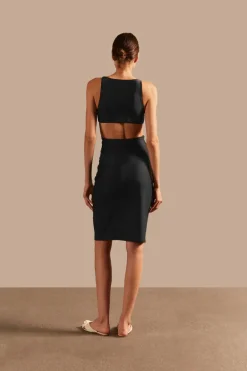 Solid AD Cut-Out Midi Dress