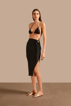 Solid AD Frilled Midi Skirt