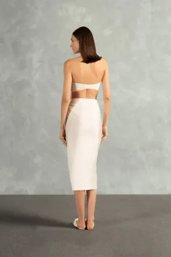 Solid AD Frilled Midi Skirt