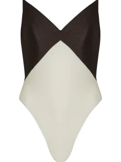 Solid Bicolor Strapless Swimsuit