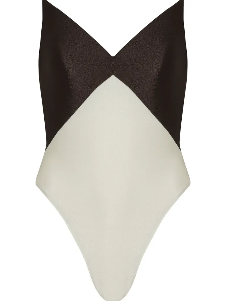 Solid Bicolor Strapless Swimsuit