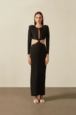 Solid Cut-Out Long Dress