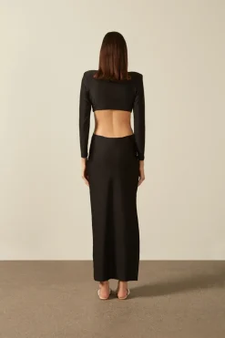 Solid Cut-Out Long Dress