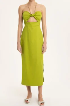 Solid Cut-Out Midi Dress
