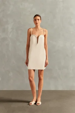 Solid Deep-V Midi Dress