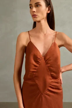 Solid Frilled Midi Dress