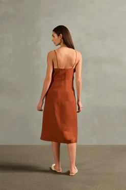 Solid Frilled Midi Dress