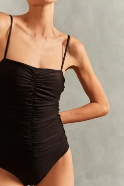 Solid Frilled Straps Swimsuit