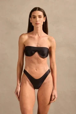 Solid High-Leg Bandeau Bikini