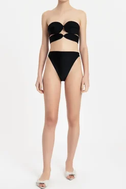 Solid High-leg Matelasse Bikini