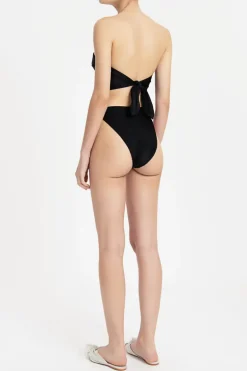 Solid High-leg Matelasse Bikini
