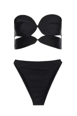 Solid High-leg Matelasse Bikini