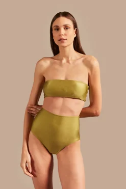 Solid High-Waisted Bandeau Bikini
