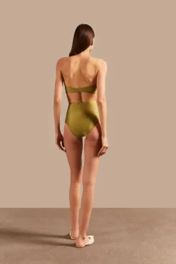 Solid High-Waisted Bandeau Bikini