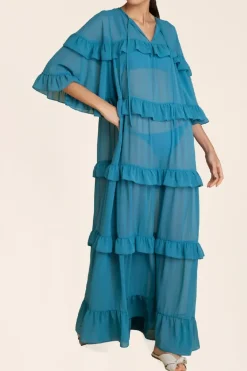Solid Long Dress With Ruffles