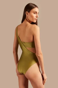 Solid One-Shoulder Swimsuit