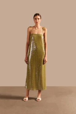Solid Sequins Midi Dress