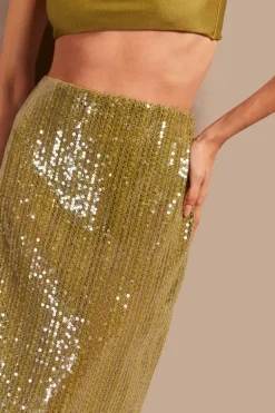 Solid Sequins Midi Skirt