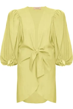 Solid Shirt With Voluminous Sleeves And Knot