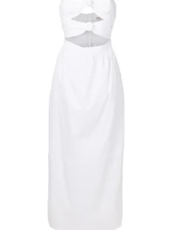 Solid Strapless Double-Knot Long Dress