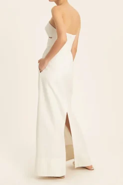 Solid Strapless Matelasse Long Dress
