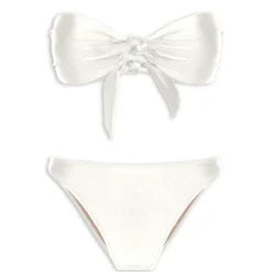 Spray Of Flower Solid High-Leg Strapless Bikini