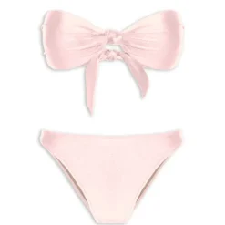 Spray Of Flower Solid High-Leg Strapless Bikini