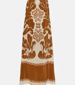 Spray Of Flower Strapless Long Dress