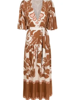 Spray Of Flower V-Neck Long Dress