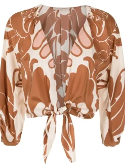 Spray Of Flower Voluminous Sleeves Shirt